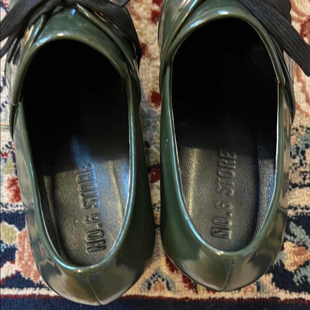 No. 6 Store Patent Leather Oxford Lace-Up Shoes Green - Picture 5 of 8